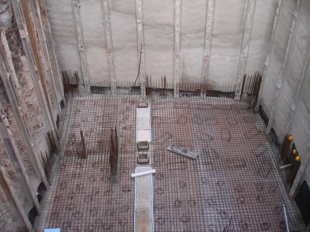 Reinforcement of the 4th-basement floor slab